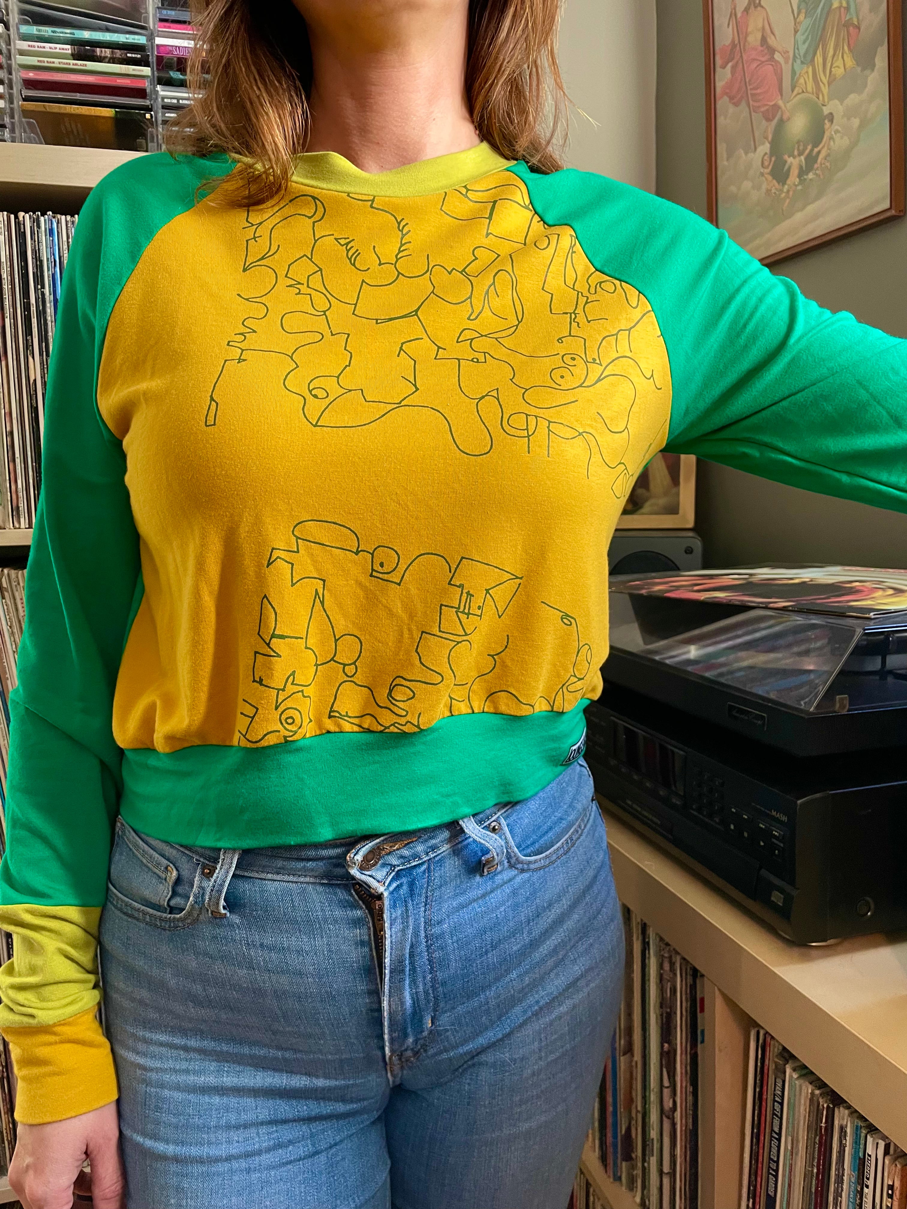 Yellow with Chartreuse/Green Pullover